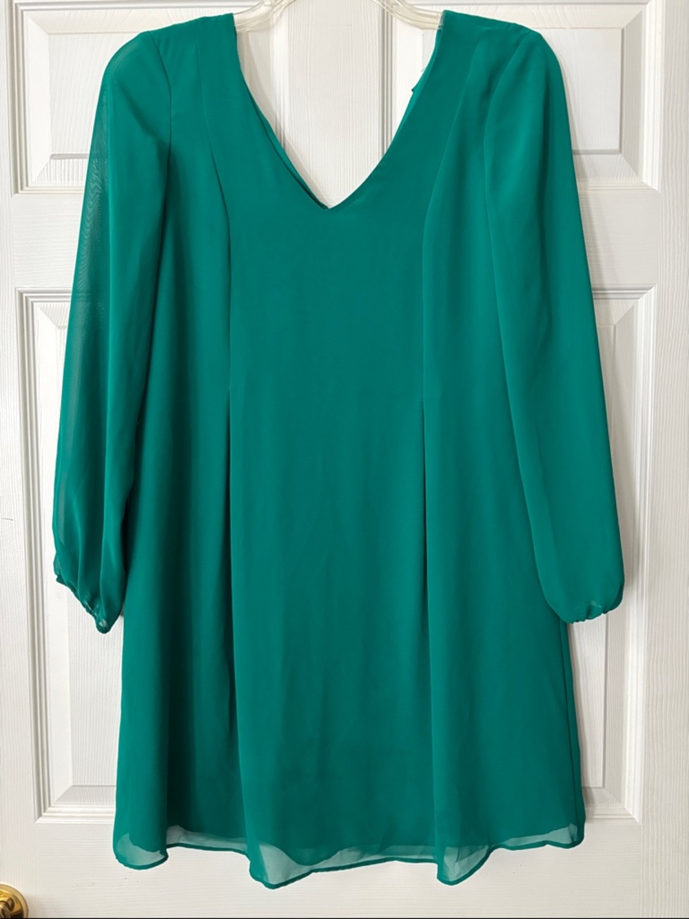INC International Concepts Emeral Green V-Neck Long Sleeve Dress